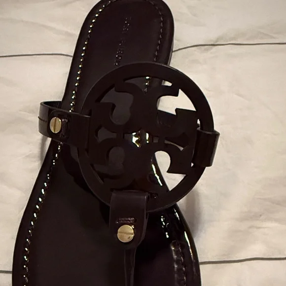Tory Burch Miller Sandals Dark‎ Purple Size 8.5 - Picture 4 of 7